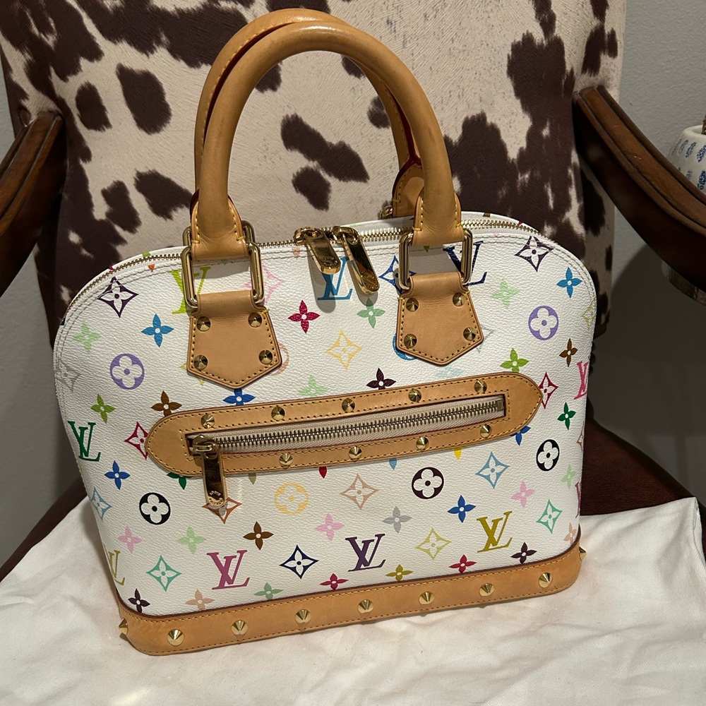 LOUIS VUITTON Alma PM Multicolor White Takashi Murakami - EUC